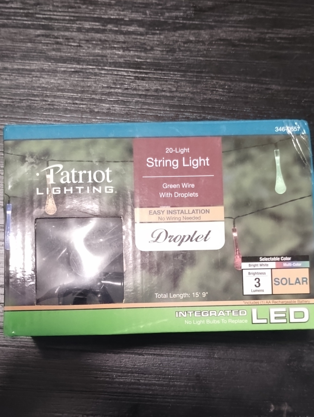 Green Droplet 20-Light Solar String Lights